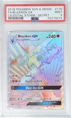 V1912: 2018: FA/Blaziken GX: 170/168: Celestial Storm: Sun & Moon: PSA: 9: MINT: 52279274